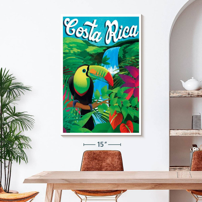Costa Rica, affiche rétro sur toile tendue, H 48 po x l 32 po x P 1,25 po
