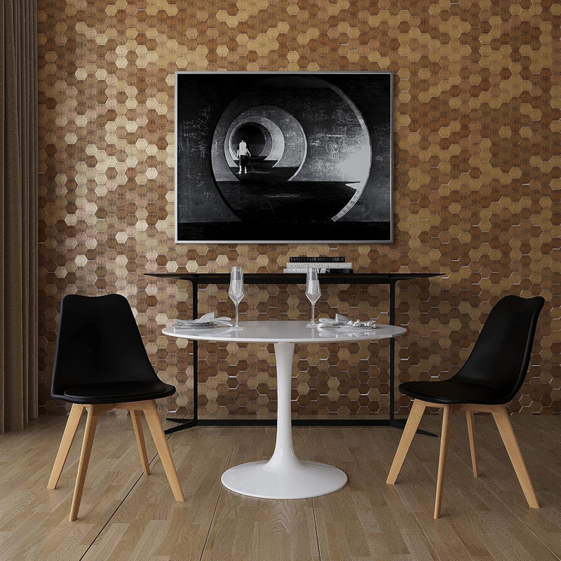 Ensemble de 4 chaises d'appoint Vitale, dossier incurvé ergonomique en plastique et siège rembourré, Noir