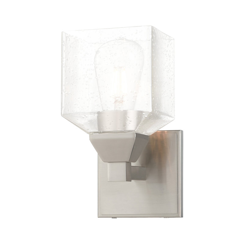 Billington Flush Mounted Sconce, Clear Seeded, Brushed Nickel