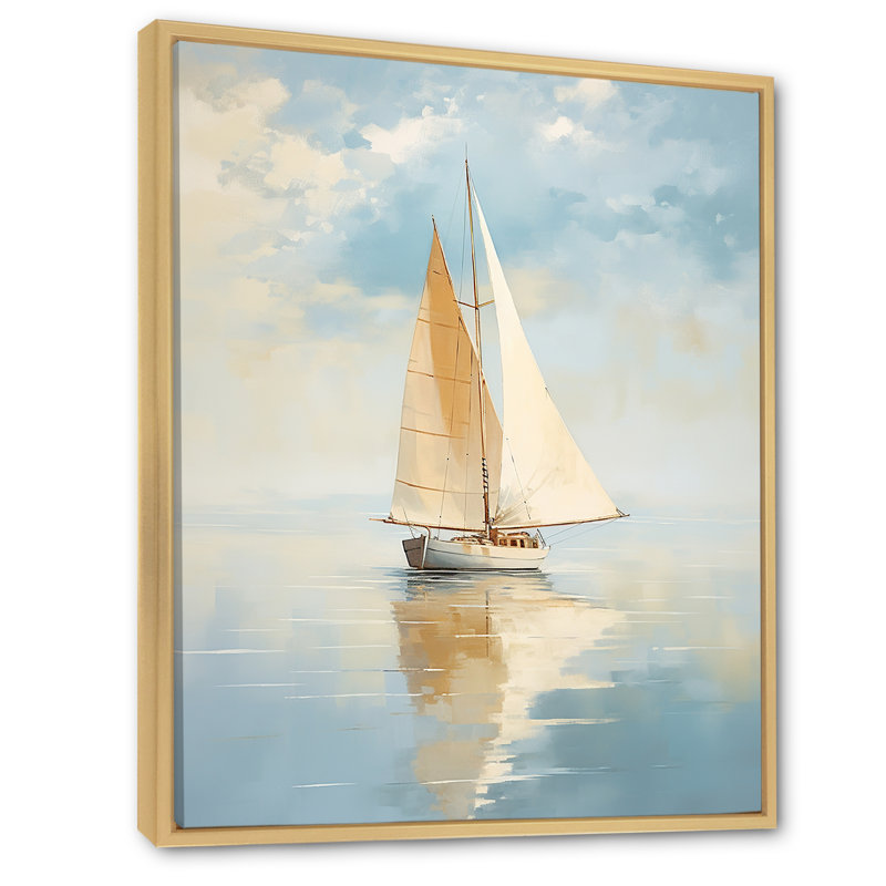 Voilier «Whispering Breezes I» - Bateau encadré, art encadré, H 44 po x l 34 po x P 1,5 po, Cadre flottant en érable