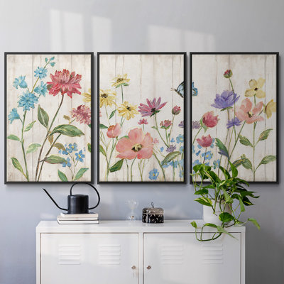 Fleurs sauvages sur 3 pièces