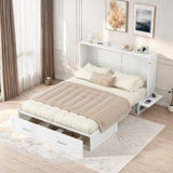 Mobile Murphy Bed With A Big Drawer And Little Shelves On Each Side