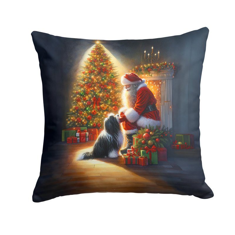 Coussin Tibetan Terrier and Santa Claus, H 18 po x l 18 po