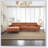 L-Shaped Cognac PU Leather Sectional Couch-1298740856