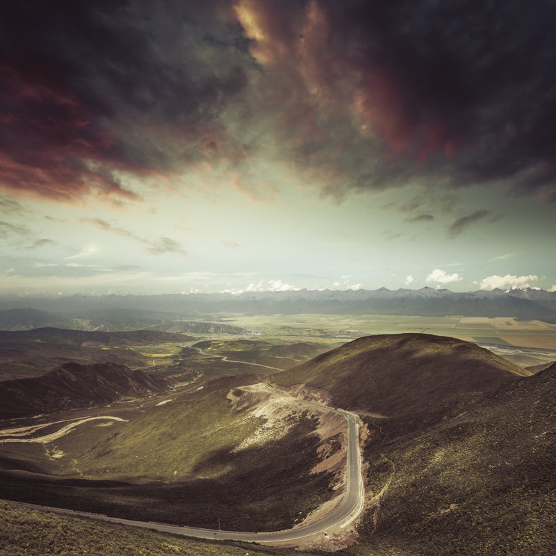 Winding Road In The Mountain by Chinaface - Wrapped Canvas Print, 76cm H x 76cm W x 3.8cm D