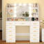 Dressing Table 110×40×140cm, With Sockets And Usb Sorts, Led Mirror, 11 Drawers, Hair Dryer Rack