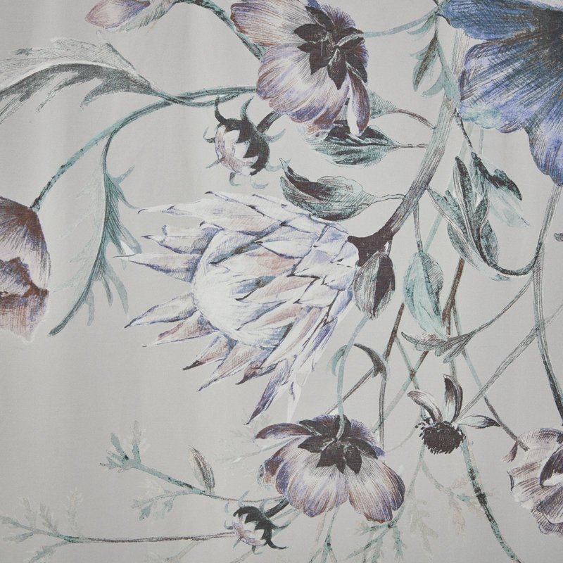 Cassandra Blue Floral Cotton Shower Curtain