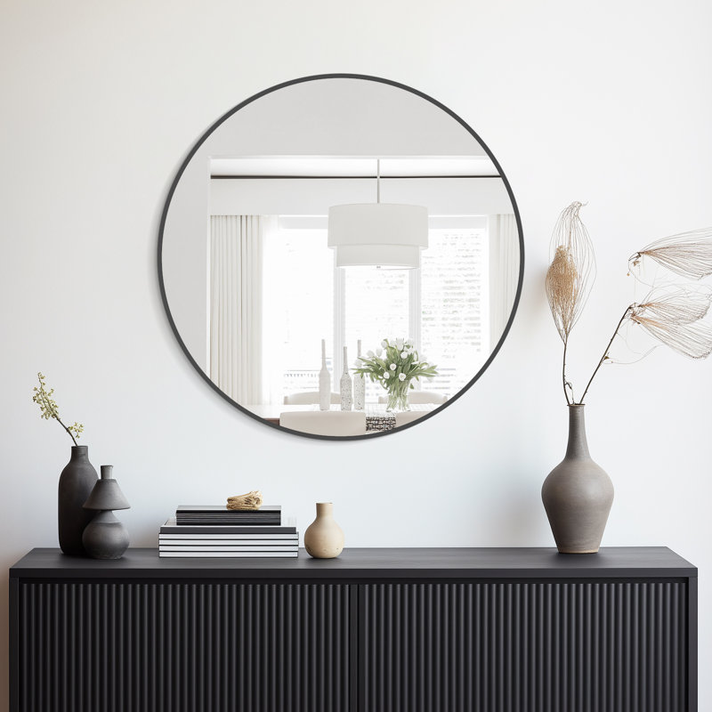 Miroir mural Kristene, 24 po x 24 po, Noir