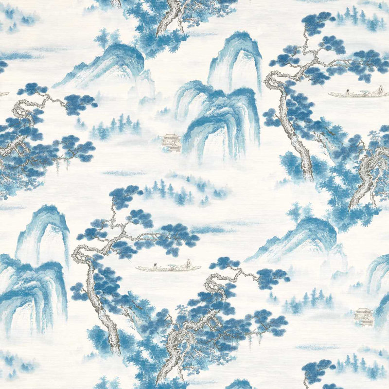 Floating Mountains Wallpaper, Indigo