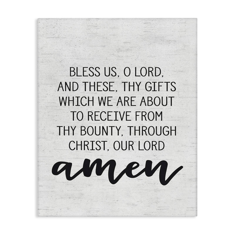 Prière « Bless Us O Lord » avant le repas avec typographie subtile - art graphique avec cadre flottant