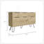 Commode double, quatre tiroirs, plateau supérieur, pieds en épingle à cheveux, chêne clair