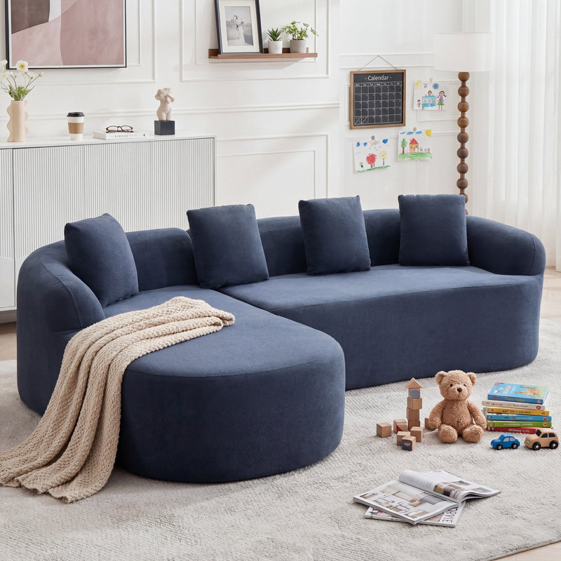 Boneless 101" Modern Chenille Cloud Sectional Sofa With L-Shaped Chaise, Deep Seat Modular Couch For Living Room, No Assembly