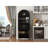 71"Farmhouse Arched Wine Bar Cabinet: Tall Arched Display Cabinet , Arch Black Cabinets &Coffee Bar, Whiskey Station With Wine Rack And Wine Glass Holder - Liquor Bars Cabinet For Living Dining Room-1603625320