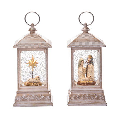  Plastic Light Up Swirling Nativity Water Set of 2 Christmas Home Decorations