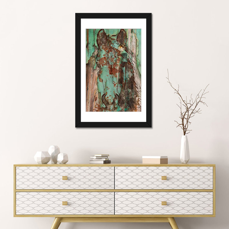 «Green Horse» par Irena Orlov - Estampe numérique sur toile tendue avec châssis, H 24 po x l 16 po x P 1 po, Blanc