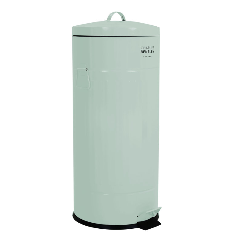 Retro Steel Step On Kitchen Trash Can - 30L, Green