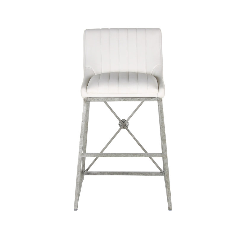 Medallion Stool, White, Royal Silver, Counter Stool (26'' Seat Height)