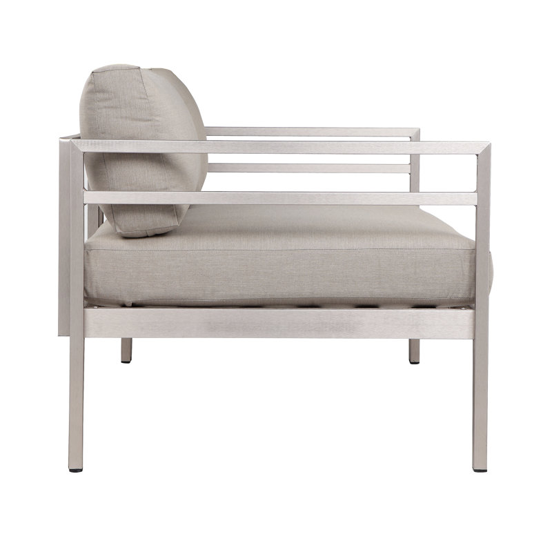 Cold Outdoor 4 - Piece Conversation Set, Silver Frame/Gray Cushion