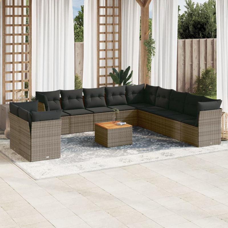 Ensemble de canapé de jardin Vidaxl Gris, brun, gris foncé