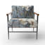Fauteuil Magnolias Tranquility élégant, blanc et bleu - Fauteuil d'appoint Magnolia Bloom, recouvert de velours à motif floral-112890019