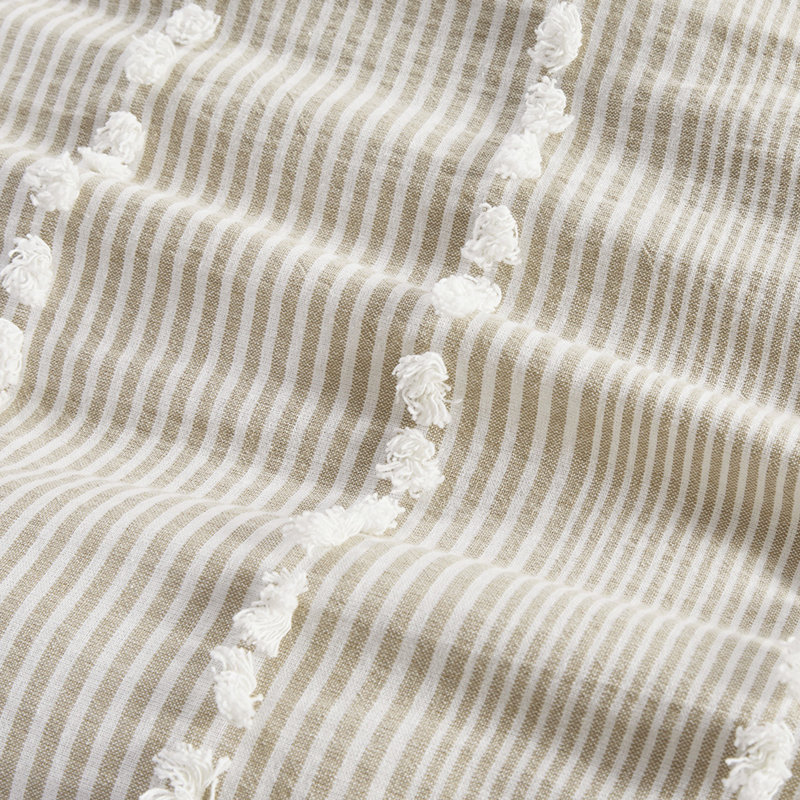 Édredon double / grand - coton teint, taupe et blanc, bourré de literie 100% chenille, lavable à la machine