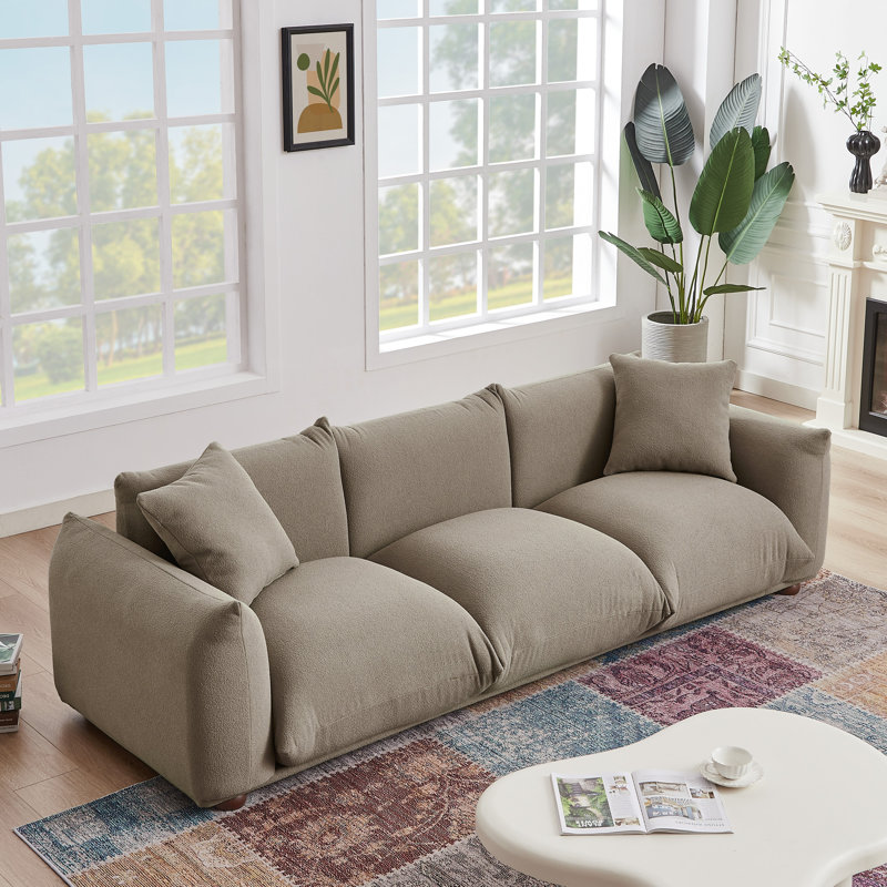Maly 100'' Upholstered Sofa, Mocha Boucle
