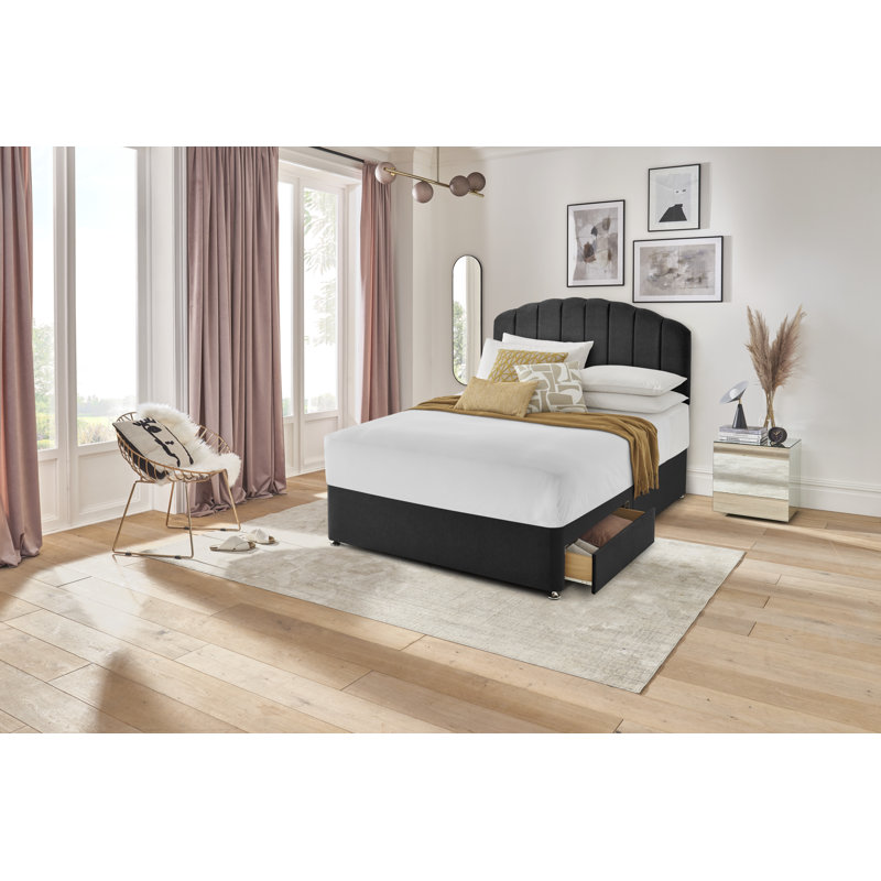 Silentnight upholstered premium Divan bed - base only, 2 Drawers, Sand, Single (3')