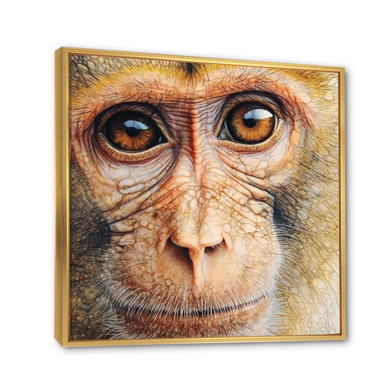 Wild Monkey III - reproduction sur toile, H 36 po x l 36 po x P 1,5 po, Cadre flottant doré