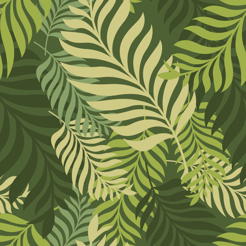 «Kordt Green Palm Tree Leaves On Canvas» par Betelgejze, impression, H 20 po x l 20 po