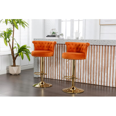 UNITED WE WIN Velvet 360 ° Rotating Bar Chair (No Including  Table)