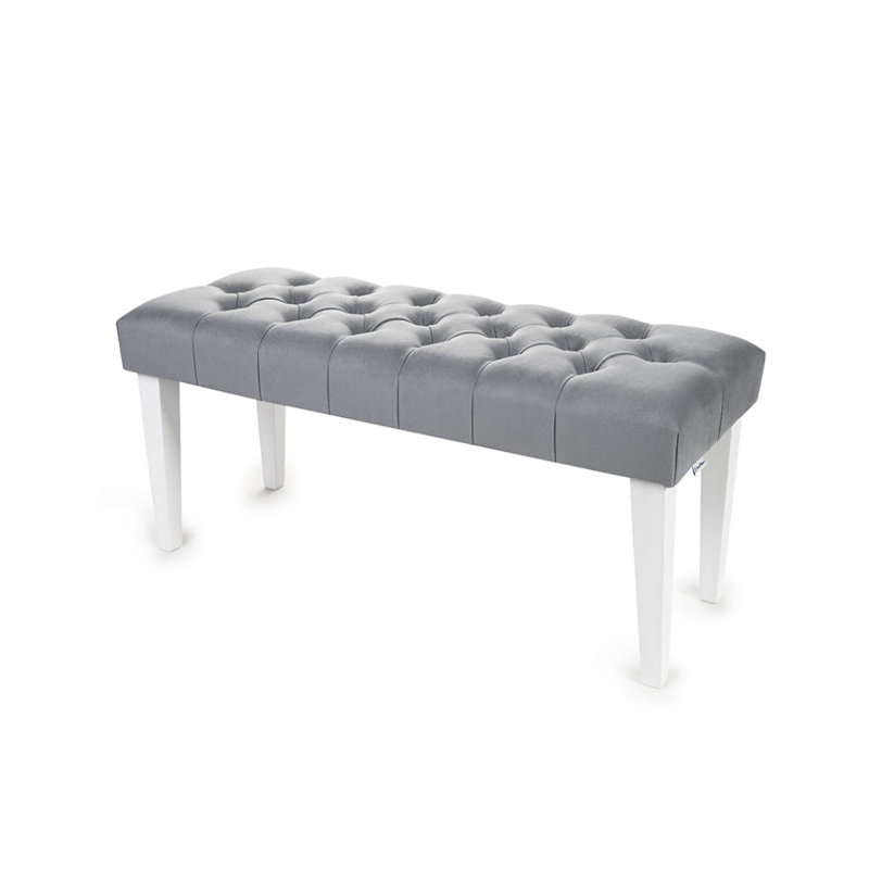 Upholstered Bench, H40 x W100 x D40cm, Grey/White
