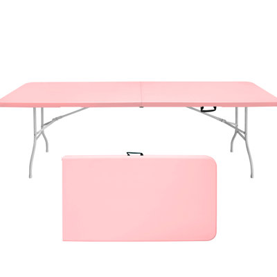 Table de camping portative rose de 8 pi - Pique-nique, fêtes, pique-nique pliable imperméable, fête, portable, imperméable, charge élevée