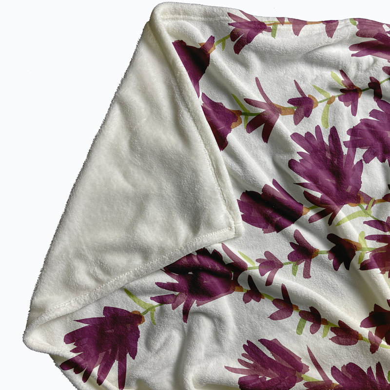 Jeté Botanical Blooms, L 60 po x l 50 po x P 0,5 po, Mauve