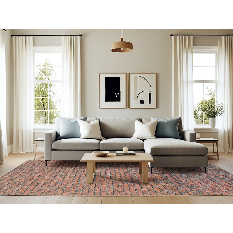 Tapis rouge/bleu à motifs Nora, Rectangle 6 pi x 9 pi
