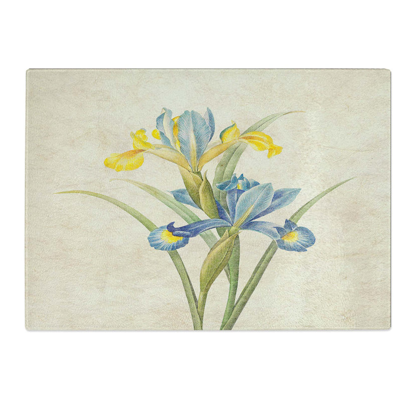 Tempered Glass Spanish Iris Flowers by Pierre-Joseph Redoute Chopping Board, 39 cm W x 28.5 cm L