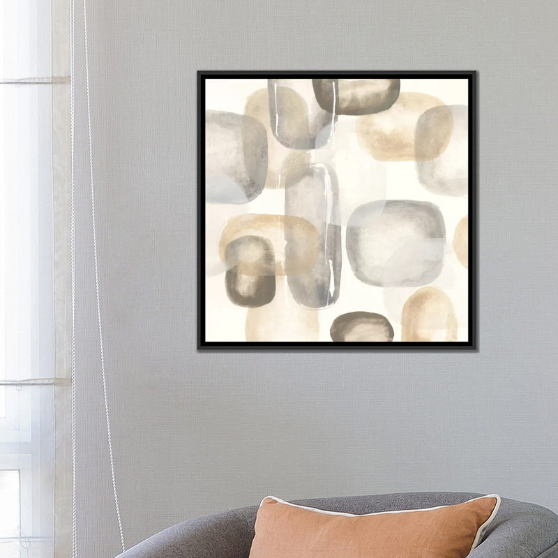 Ii, impression sur toile tendue Neutral Stones, H 18 po x l 18 po x P 1,5 po, Toile encadrée noire, Pas de tapis