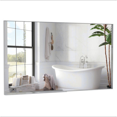 Oversized Modern Rectangle Bathroom Mirror With Frame Decorative Large Wall Mirrors For Bathroom Living Room Bedroom Vertical Or Horizontal Wall Mounted Mirror With Aluminum Frame