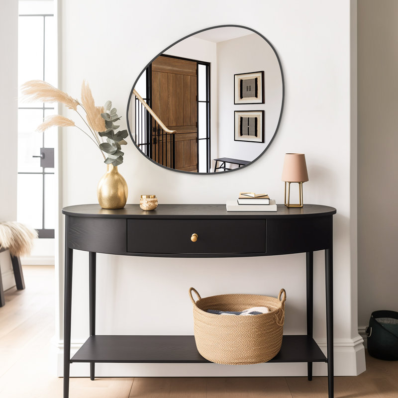 Miroir mural irrégulier, miroir en bois asymétrique, Noir, noir, noir, noir