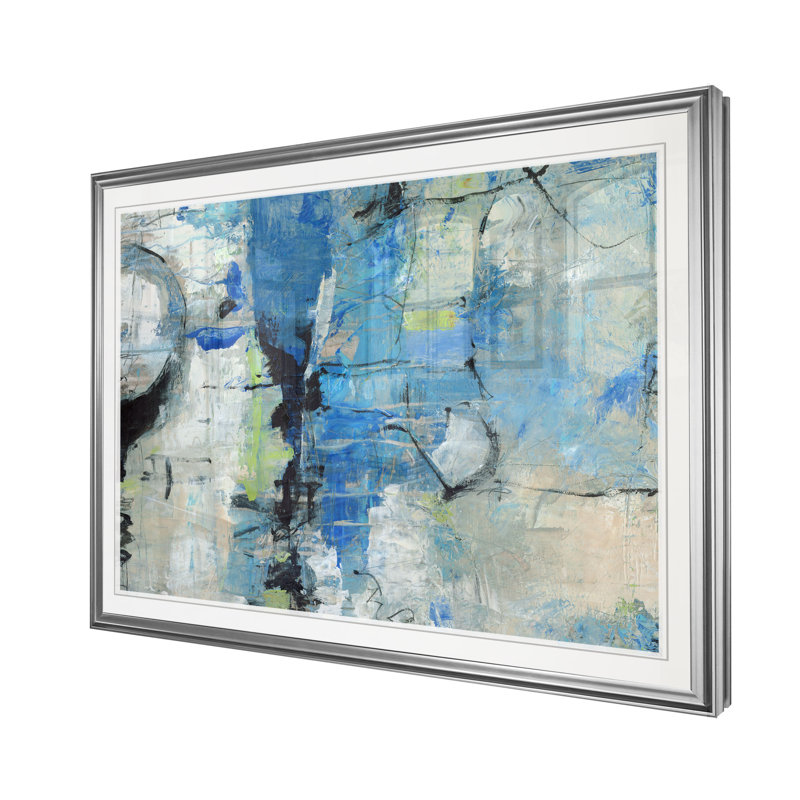 « spontané ii », reproduction, H 20 po x l 24 po x P 1,5 po, Cadre argenté
