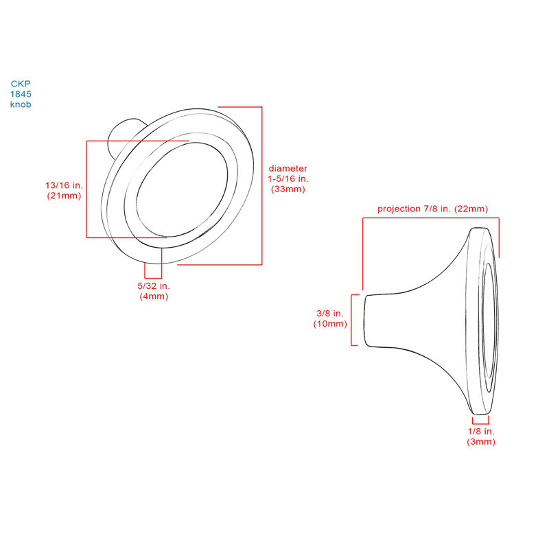 1 5/16" Diameter Round Knob