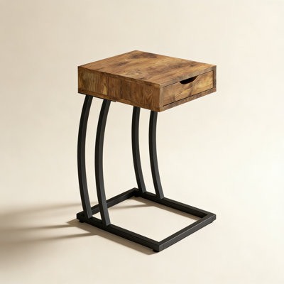 Table d'appoint antique muscade et bronze industriel