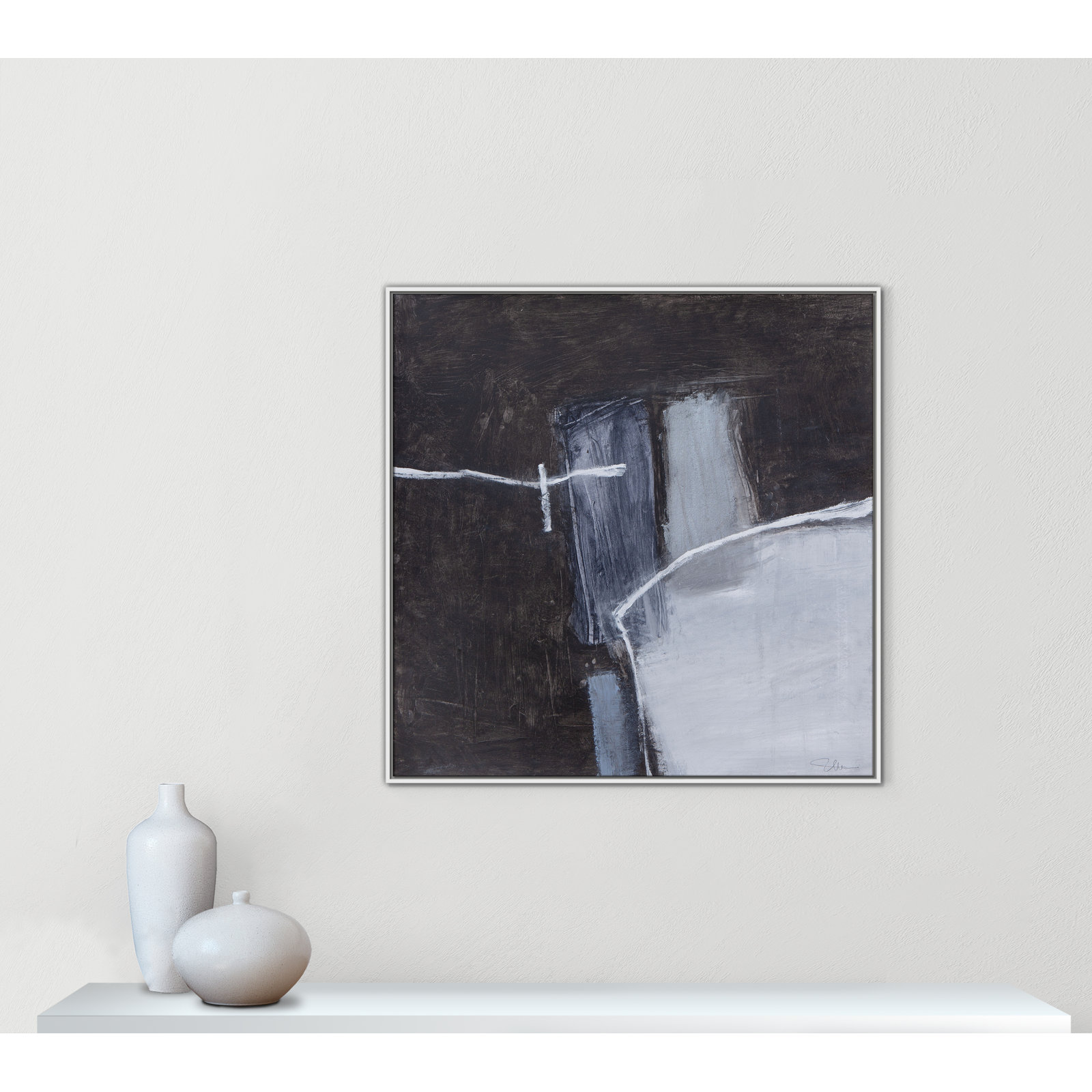 Graphite Gemstones Collection "Graphite Gemstones I" Print, 41.5" H x 41.5" W, White