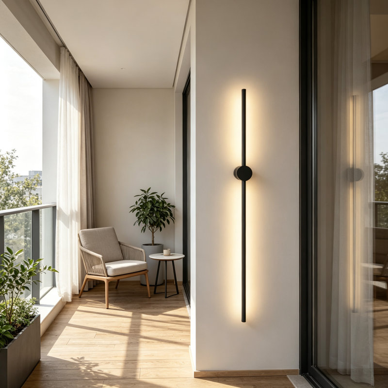Jalapa 1-Light LED Wall Light Black 100cm Flush Mounted Sconce