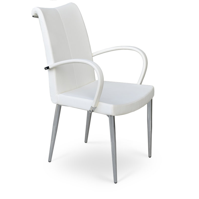 Lale 17'' H Faux Leather Upholstered Metal Armchair, White Faux Leather