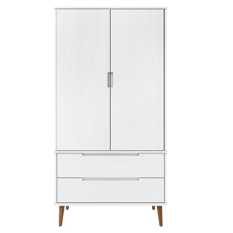 Neeme 2 Door Solid + Manufactured Wood Wardrobe, White
