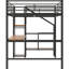 Lit mezzanine double en métal avec bureau, escalier de rangement, petite garde-robe, sécuritaire et polyvalent à DEL, peu encombrant-896641700