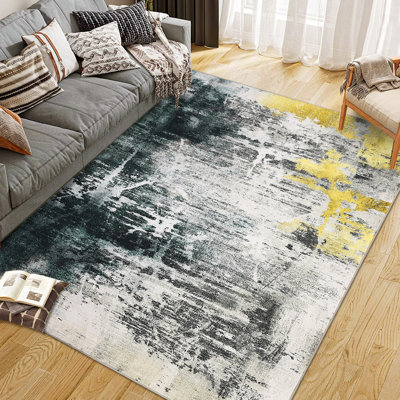 Tapis à motif floral lavable et antidérapant pour salon ou chambre à coucher Boho