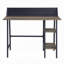 Bureau d'écriture rustique en chêne et noir à 2 tablettes avec base en forme de H