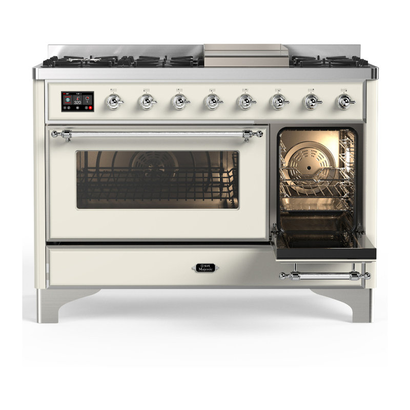 Majestic III Series 48 Inch Dual Fuel Range with 5 Sealed Burners, Griddle, Frenchtop in Matte Graphite (Liquid Propane, Burnished Trim)