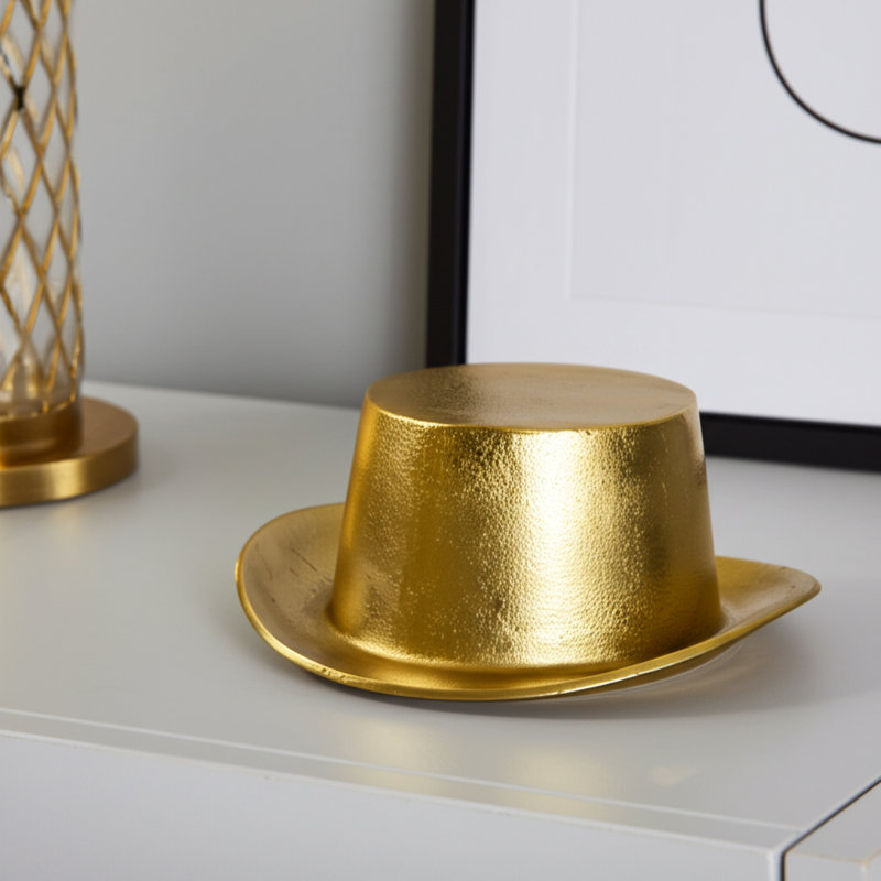 Ithaman 's 8" Aluminum Top Hat Decor, Gold Accent